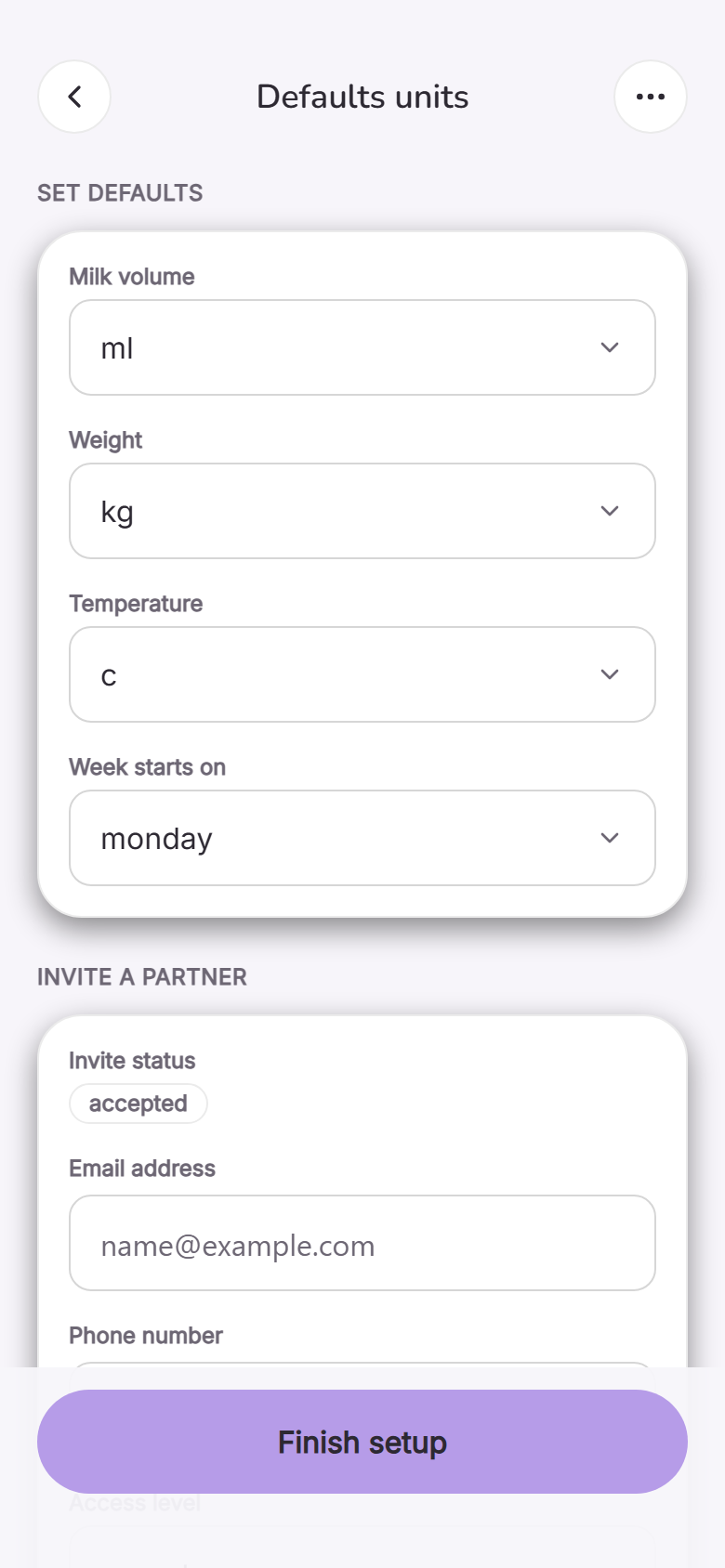Defaults and units