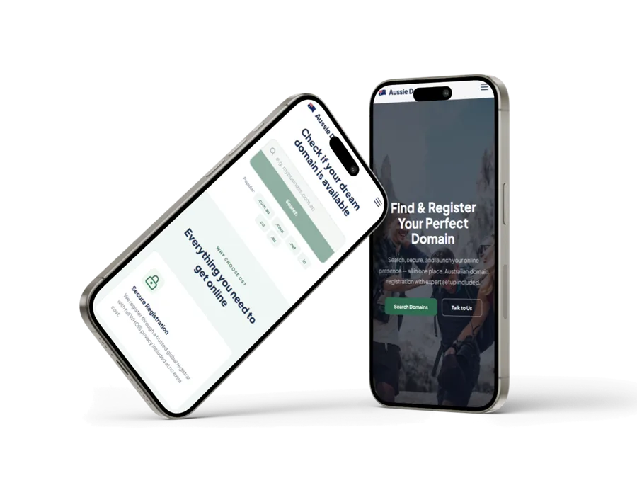 Aussie Domains on a phone