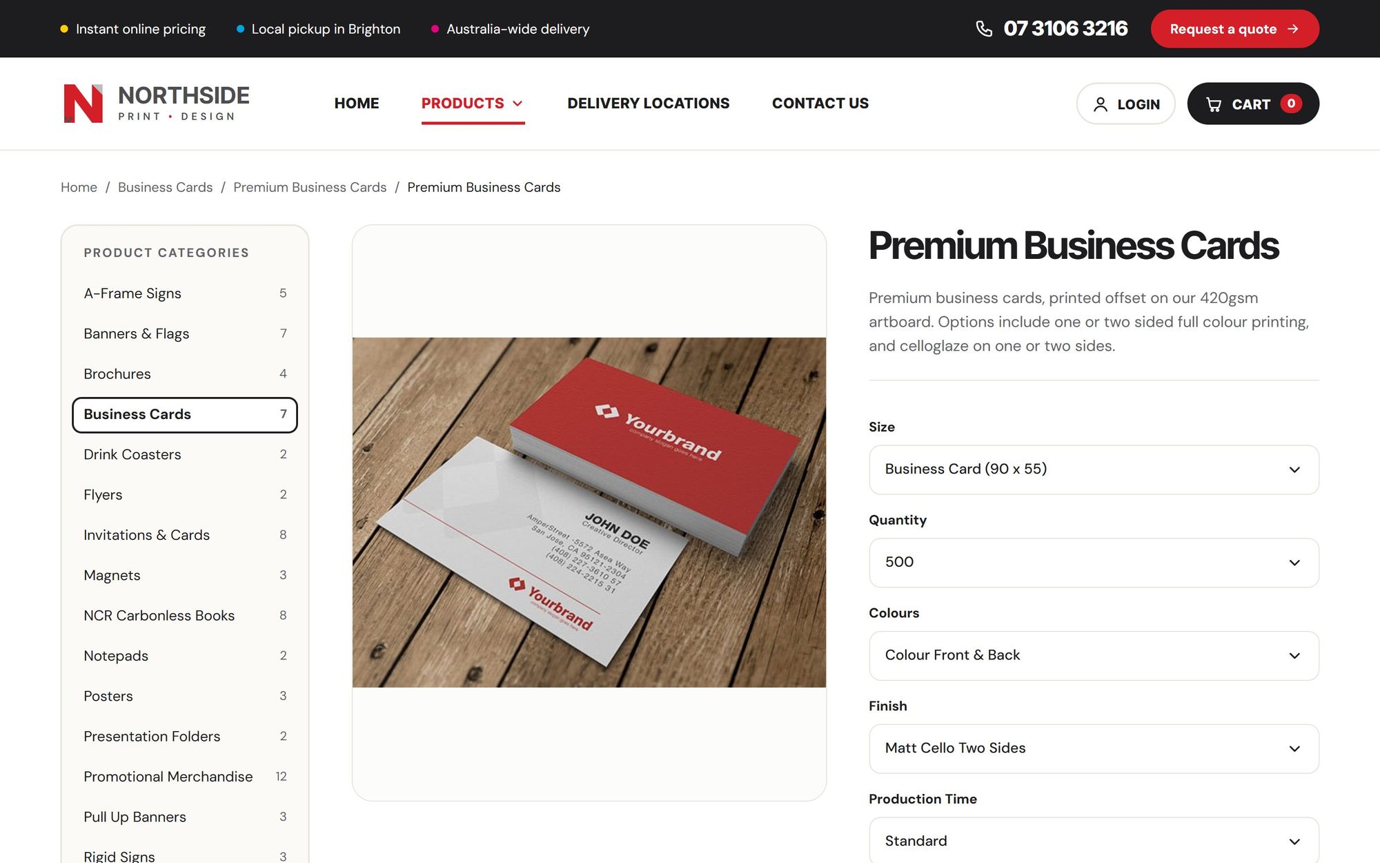 The product page with the configurator