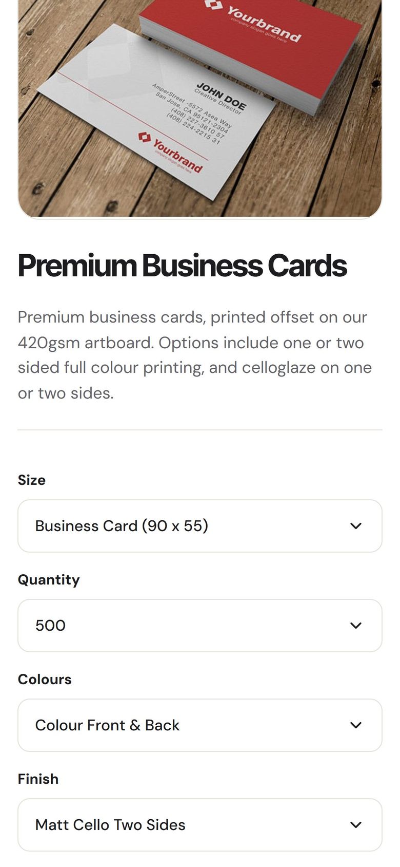 New product page on a phone