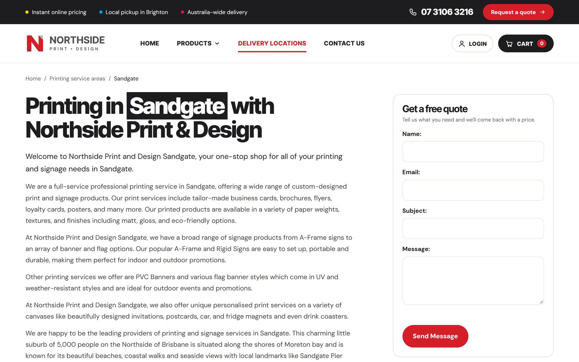 A suburb landing page