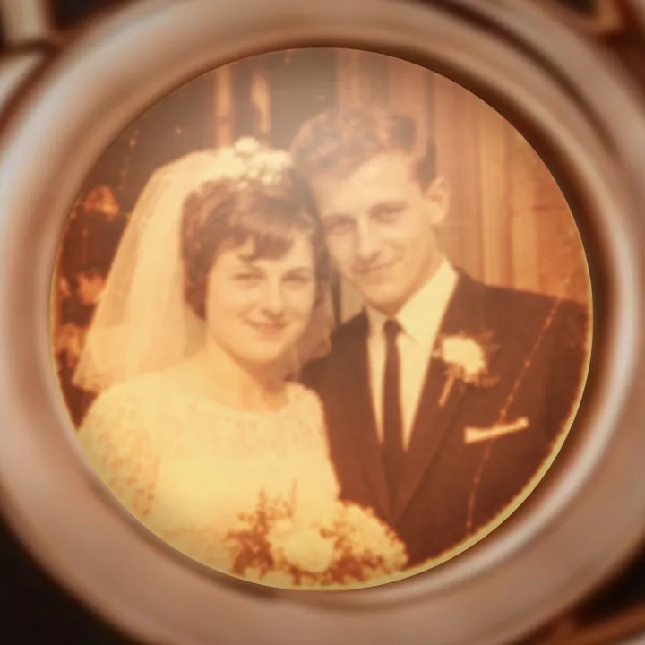 An old wedding photo, seen through the lens