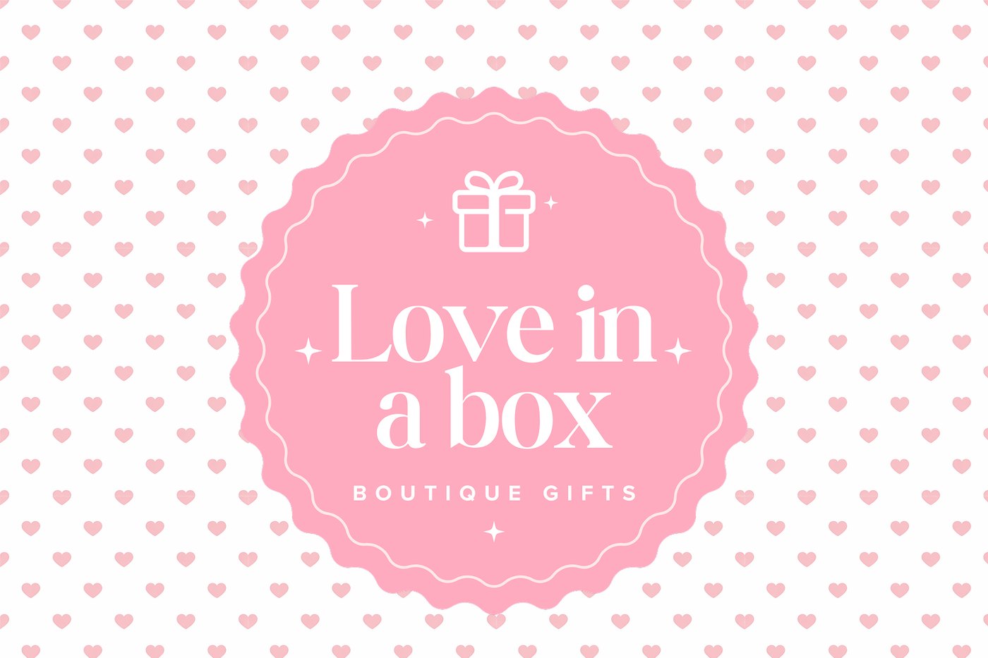 Love in a Box logo on its heart pattern
